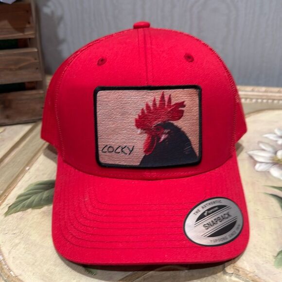 Cocky Rooster Snapback Mesh Trucker Cap Hat Red NWT - Picture 6 of 16